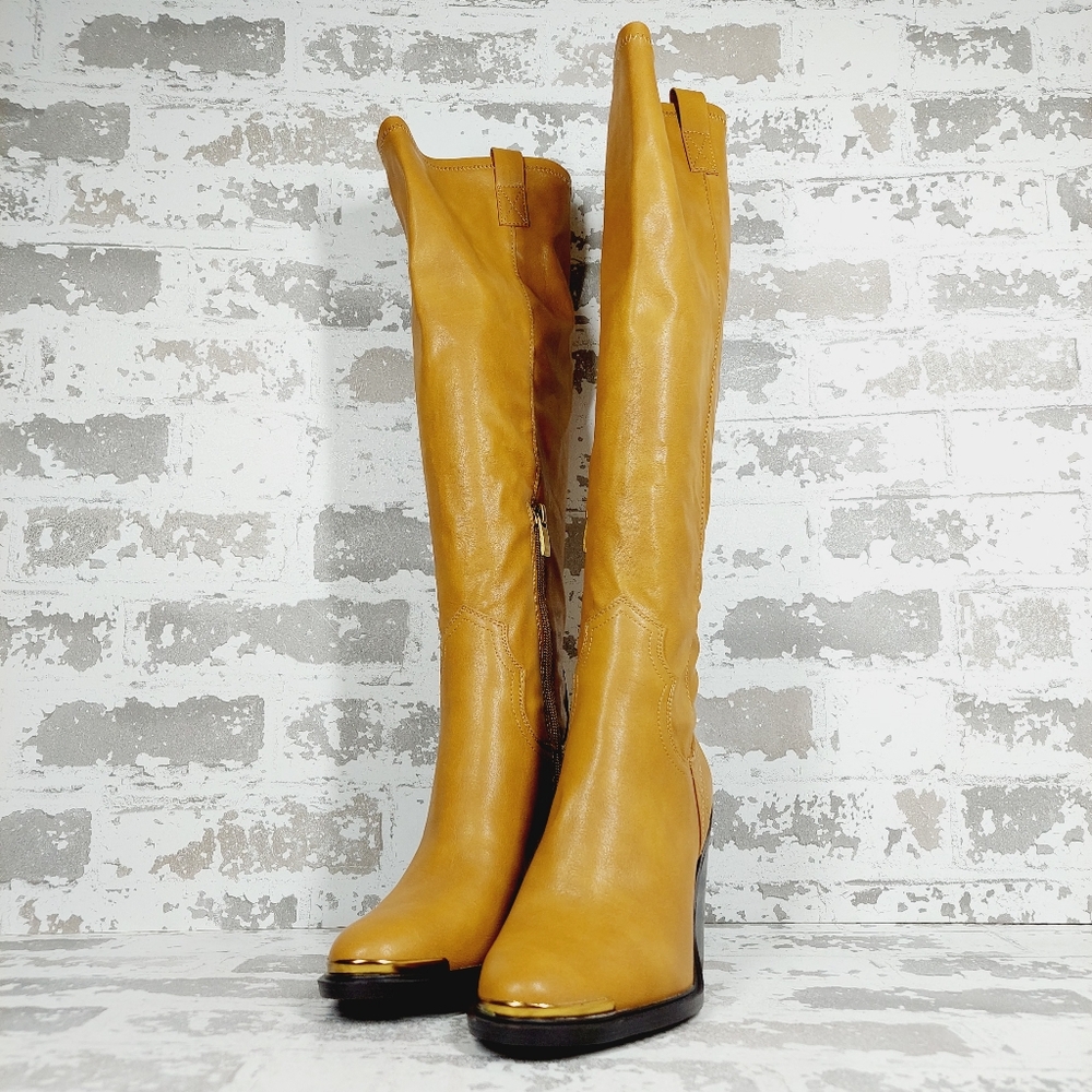 New Franco Sarto Glenice 2 Women Faux Leather Block Heel Tall Boots O580 - Picture 2 of 12